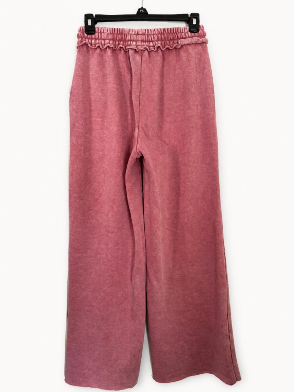 Zenana Mineral Wash Fleece Wide Leg Palazzo Sweatpants Dusty Rose Pink Boho Soft - Picture 7 of 10